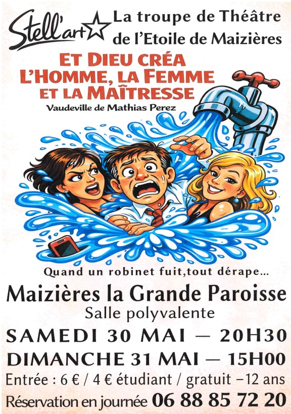 héâtre - "Et Dieu créa l'homme, la femme et la maîtresse", à la salle polyvalente de Maizières-la-Grande-Paroisse — visuel événement