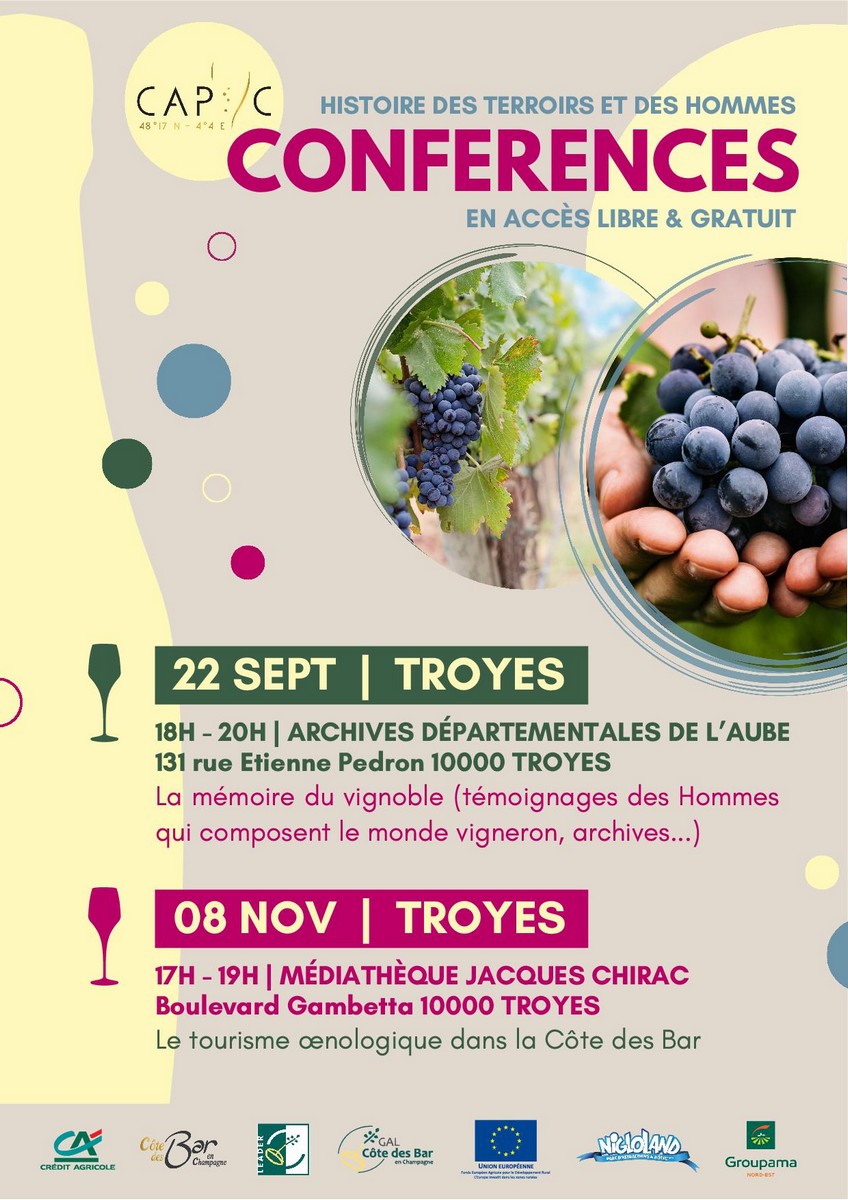 Troyes : Conférence - Le tourisme œnologique dans la Côte des Bar
