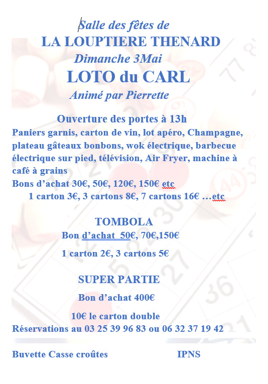 Loto du CARL à la Louptiere Thenard — visuel événement