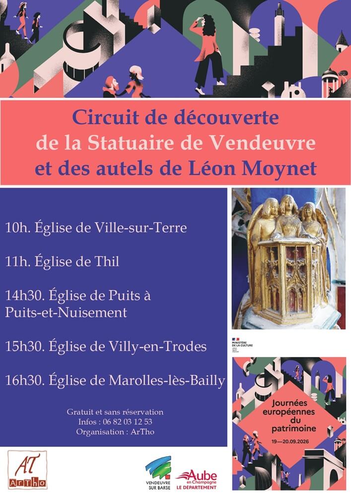 JEP : Circuit découverte de la Statuaire de Vendeuvre-sur-Barse et des autels de Léon Moynet