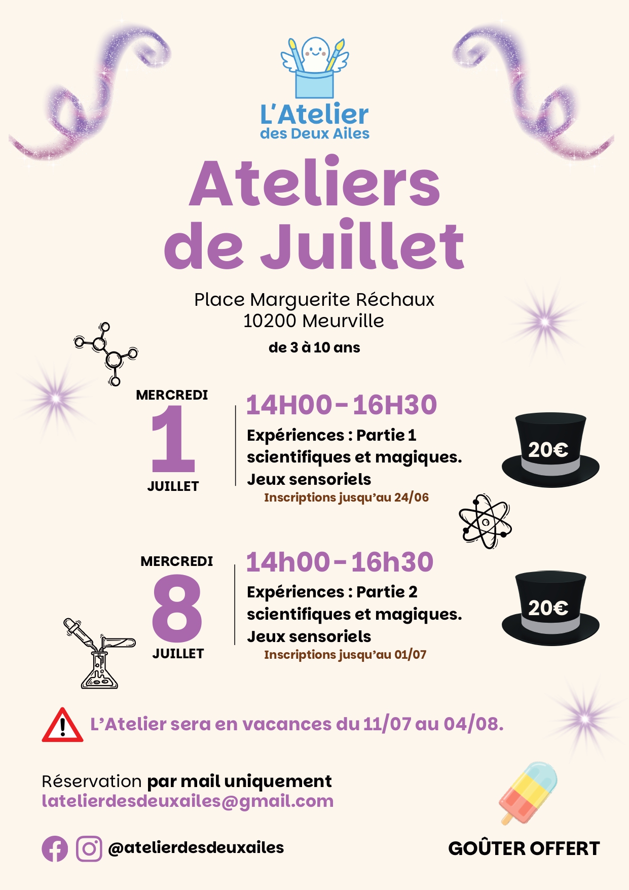 Les ateliers de Juillet avec l'Atelier des Deux Ailes